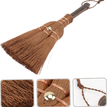 Mini Broom Brown Lightweight Durable Hanging Eye for Kitchen Camping 1 Piece.