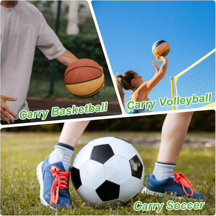 Black Crossbody Sports Ball Bag with Drawstring for Basketball Volleyball Football.
