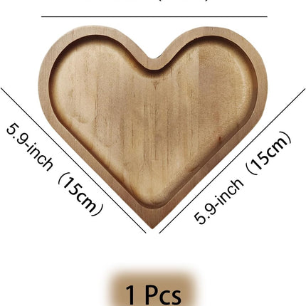 4-Piece Heart-Shaped Wooden Bowl Set Snack Fruit Dried Food Nut Candy Storage Decorative Display Bowls.