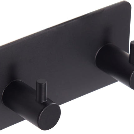 2 Pack Self Adhesive Stainless Steel Towel Hooks 304 Rust Proof Waterproof Black.
