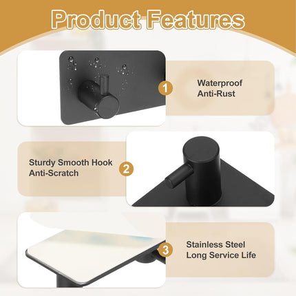 2 Pack Self-Adhesive Towel Hooks Stainless Steel 304 Rustproof Waterproof Silver Wall Mounted Bathroom Kitchen Accessories.