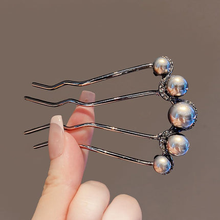 Pearl U-shaped Hair Clips 2 Pack Metal Hair Accessories Professional Hair Pins Bridal Party Festival Daily Use.