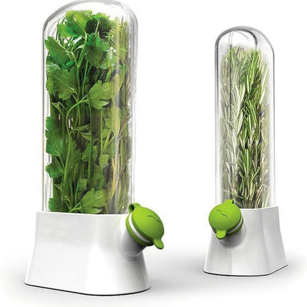 White Food Storage Container with Water Reservoir for Vegetables and Herbs 1 Piece.