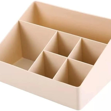Apricot Cosmetic Storage Box with 6 Compartments - Skincare Organizer and Jewelry Holder.