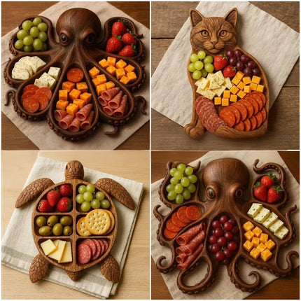 9.4 Inch Wooden Serving Board for Cheese Fruit Snacks Kitchen Parties 1.2 Inch Height.