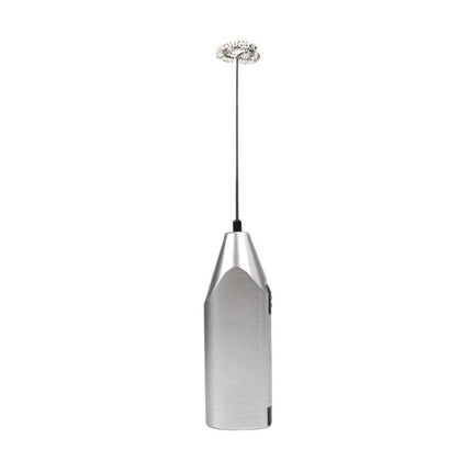 Electric Milk Frother Silver Handheld Mini Coffee Blender No Battery Required.