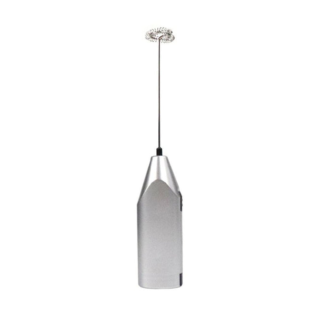 Electric Milk Frother Silver Handheld Mini Coffee Blender No Battery Required.