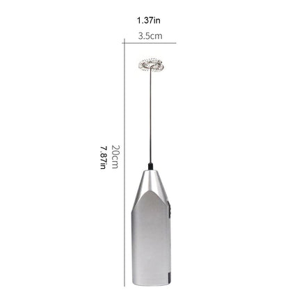 Electric Milk Frother Silver Handheld Mini Coffee Blender No Battery Required.