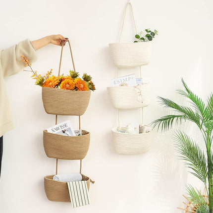 Foldable Wall-Mounted Storage Basket - Hanging Organizer for Home Use.