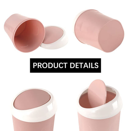 Small Trash Can with Swing Lid - Plastic Desktop Waste Bin for Office Kitchen Bathroom Student Accommodation.