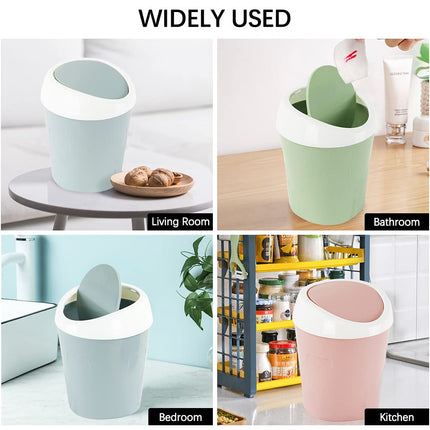 Small Trash Can with Swing Lid - Plastic Desktop Waste Bin for Office Kitchen Bathroom Student Accommodation.
