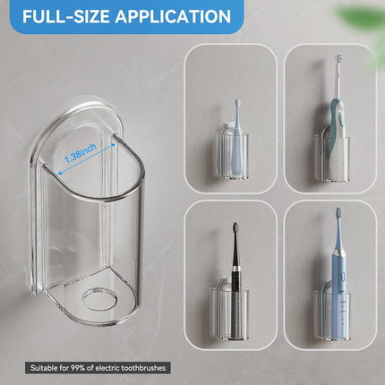 2 Pack Transparent Electric Toothbrush Organizer Wall Mounted Self Adhesive Toothbrush Holder for Bathroom.