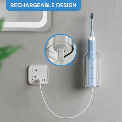 2 Pack Transparent Electric Toothbrush Organizer Wall Mounted Self Adhesive Toothbrush Holder for Bathroom.
