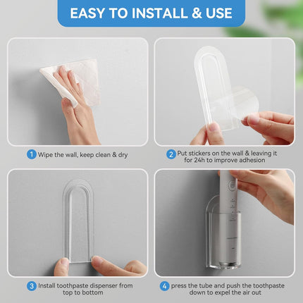 2 Pack Transparent Electric Toothbrush Organizer Wall Mounted Self Adhesive Toothbrush Holder for Bathroom.