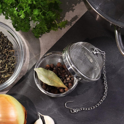 2 Pack Stainless Steel Tea Strainers with Chain 6.5cm Fine Mesh for Loose Tea Herbs Spices.