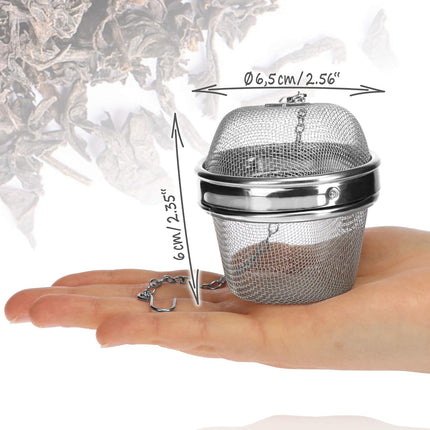 2 Pack Stainless Steel Tea Strainers with Chain 6.5cm Fine Mesh for Loose Tea Herbs Spices.