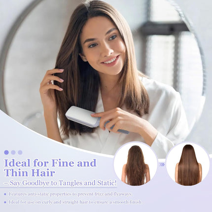 Women's Purple Anti-Static Hair Brush with Massage Function Retractable Design Suitable for Fine Hair Easily Removes Hair.