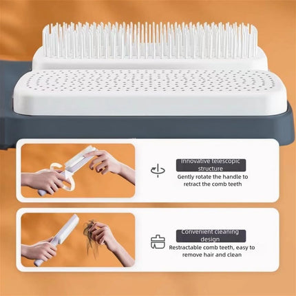 Women's Black Antistatic Hair Brush Massage Comb Retractable for Fine Hair Easily Removes Hair.