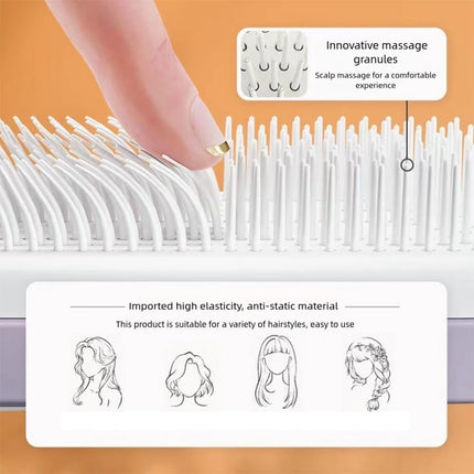 Women's Black Antistatic Hair Brush Massage Comb Retractable for Fine Hair Easily Removes Hair.