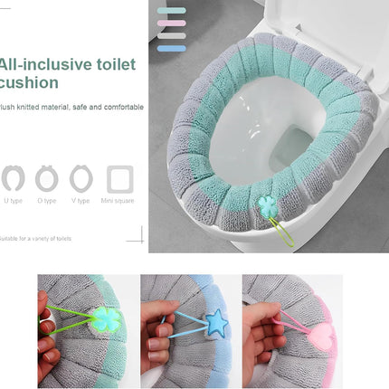 Toilet Seat Covers Set of 3 Universal with Handles Soft Comfortable for Bathroom Use.