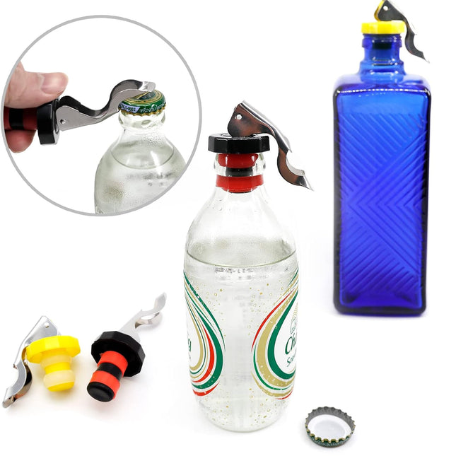 6 Pack Silicone Vacuum Bottle Stoppers Red Yellow Black for Wine Champagne Beer Whisky Soft Drinks Water Airtight Reusable.