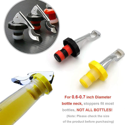 6 Pack Silicone Vacuum Bottle Stoppers Red Yellow Black for Wine Champagne Beer Whisky Soft Drinks Water Airtight Reusable.