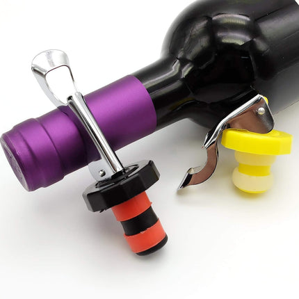 6 Pack Silicone Vacuum Bottle Stoppers Red Yellow Black for Wine Champagne Beer Whisky Soft Drinks Water Airtight Reusable.