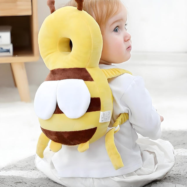 Adjustable Kids Safety Pillow 30cm x 18cm Yellow Toddler Head Protector Cushion for Safe Playtime.