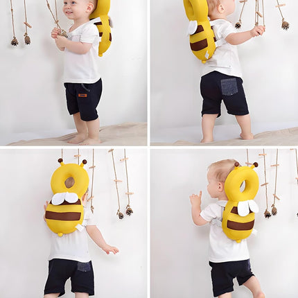 Adjustable Kids Safety Pillow 30cm x 18cm Yellow Toddler Head Protector Cushion for Safe Playtime.