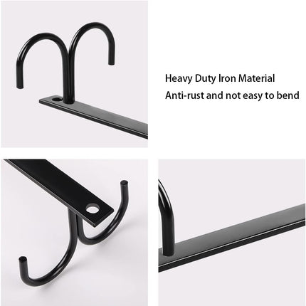 Under Cabinet Industrial Mug Holder - Space-Saving Hanging Rack for Mugs, Cups & Kitchen Accessories - 4 Hooks - 2 Pack.
