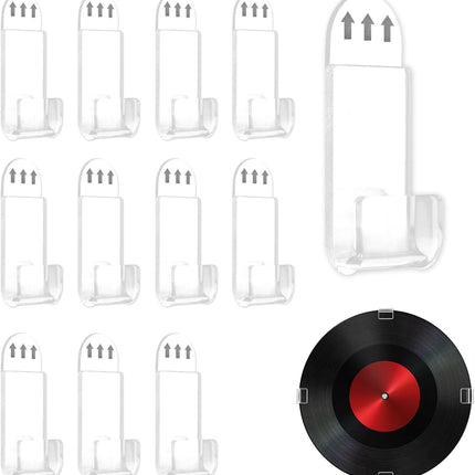 12 Pack Acrylic Transparent Vinyl Record Holder Wall Mount No Drilling Required Display Rack.