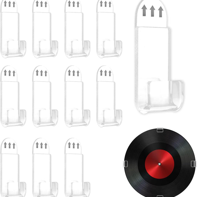 12 Pack Acrylic Transparent Vinyl Record Holder Wall Mount No Drilling Required Display Rack.