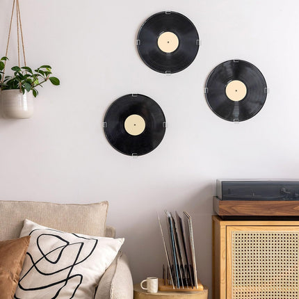 12 Pack Acrylic Transparent Vinyl Record Holder Wall Mount No Drilling Required Display Rack.