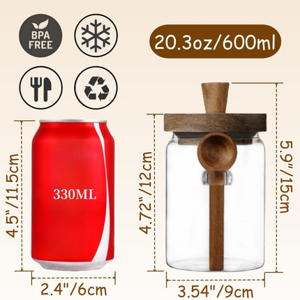 600ml Coffee Storage Container with Wooden Lid and Spoon Airtight Moisture-Proof Food Keeper for Coffee Beans Tea Sugar.