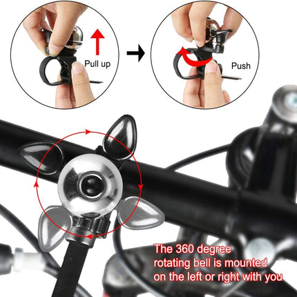 Universal Bicycle Bell Black Waterproof for Adult and Kids Bikes.