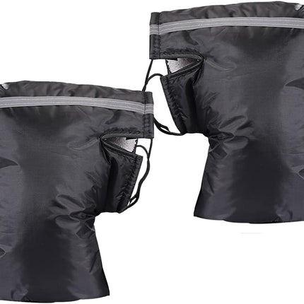 Black Windproof Thickened Cycling Gloves - 1 Pair Bike Handlebar Mitts Winter Warm Accessories.