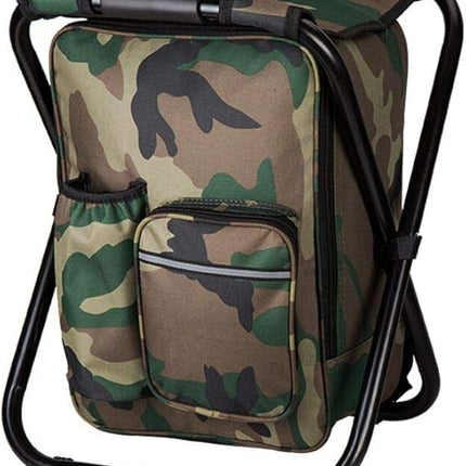 Camouflage Folding Camping Chair Portable Compact Adjustable Fishing Stool for Outdoor Use.