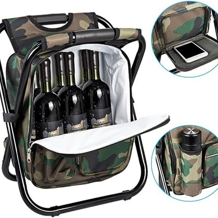 Camouflage Folding Camping Chair Portable Compact Adjustable Fishing Stool for Outdoor Use.