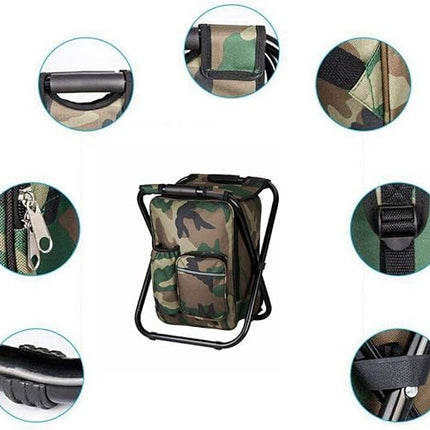 Camouflage Folding Camping Chair Portable Compact Adjustable Fishing Stool for Outdoor Use.