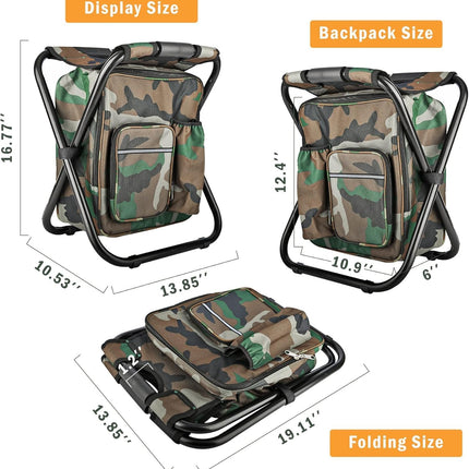 Camouflage Folding Camping Chair Portable Compact Adjustable Fishing Stool for Outdoor Use.