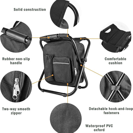Folding Camping Chair Grey Portable Compact Adjustable Folding Chair for Outdoor Camping Fishing.