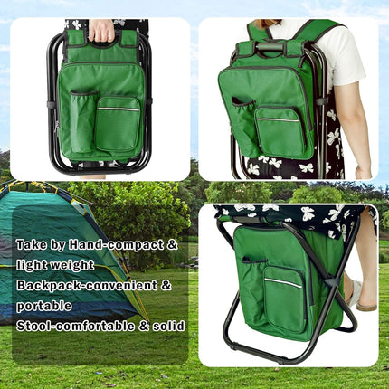 Military Green Folding Camping Chair - Portable, Compact, Adjustable with Fishing Rod Holder.