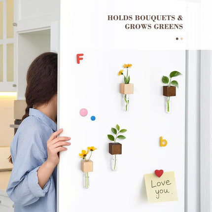 2 Pack Magnetic Wall Vases Mini Hydroponic Test Tubes for Home Decor.