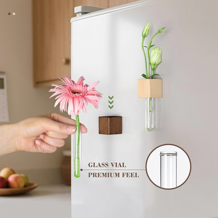 2 Pack Magnetic Wall Vases Mini Hydroponic Test Tubes for Home Decor.
