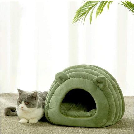 Green Cat Bed Cave - Cozy Pet House for Cats - Soft Kitten Sleeping窝.