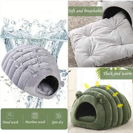 Green Cat Bed Cave - Cozy Pet House for Cats - Soft Kitten Sleeping窝.