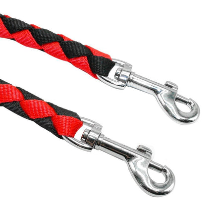Adjustable 1.4m Double Dog Leash with Collar - Black and Blue Sturdy Pet Lead for Dogs.