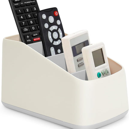 4 Compartment Remote Control Holder 17.3x10x8.5cm TV Remote Organizer Desk Storage Box for Remotes Phones and Accessories Living Room Bedroom.