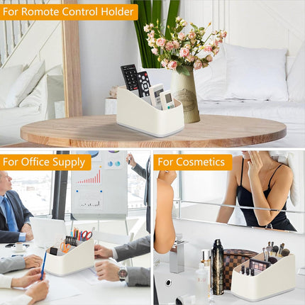 4 Compartment Remote Control Holder 17.3x10x8.5cm TV Remote Organizer Desk Storage Box for Remotes Phones and Accessories Living Room Bedroom.