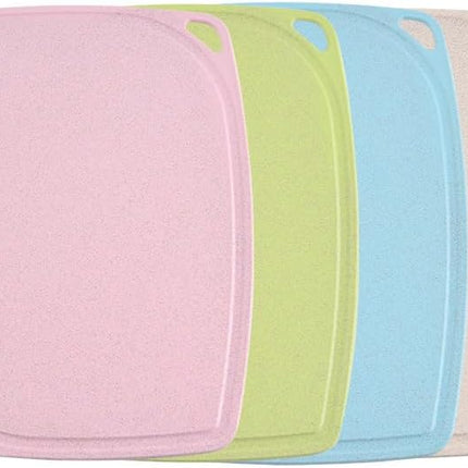 4 Colours Cutting Board Set Wheat Straw Antislip Durable for Various Food.